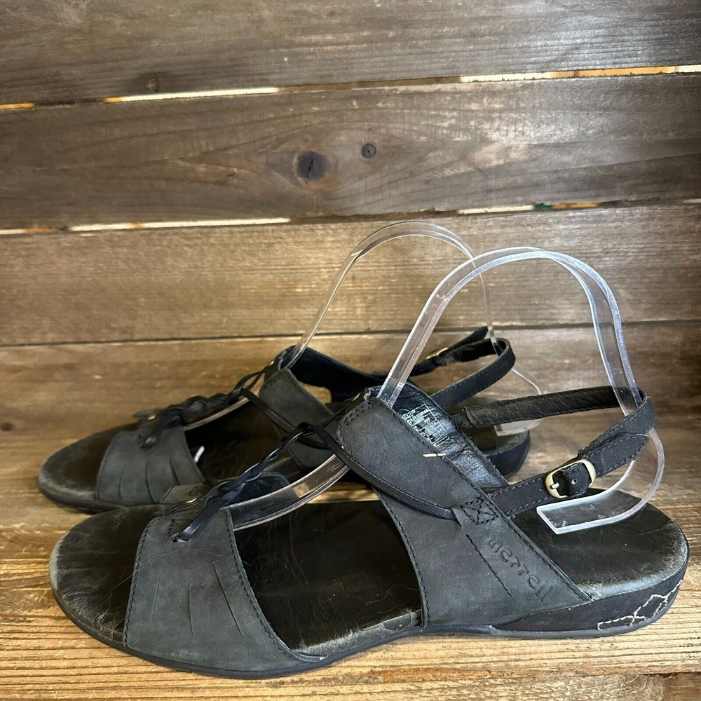 Womens Merrell Micca Black Leather Casual Braided Slingback‎ Sandals Size 10 M - Picture 2 of 6